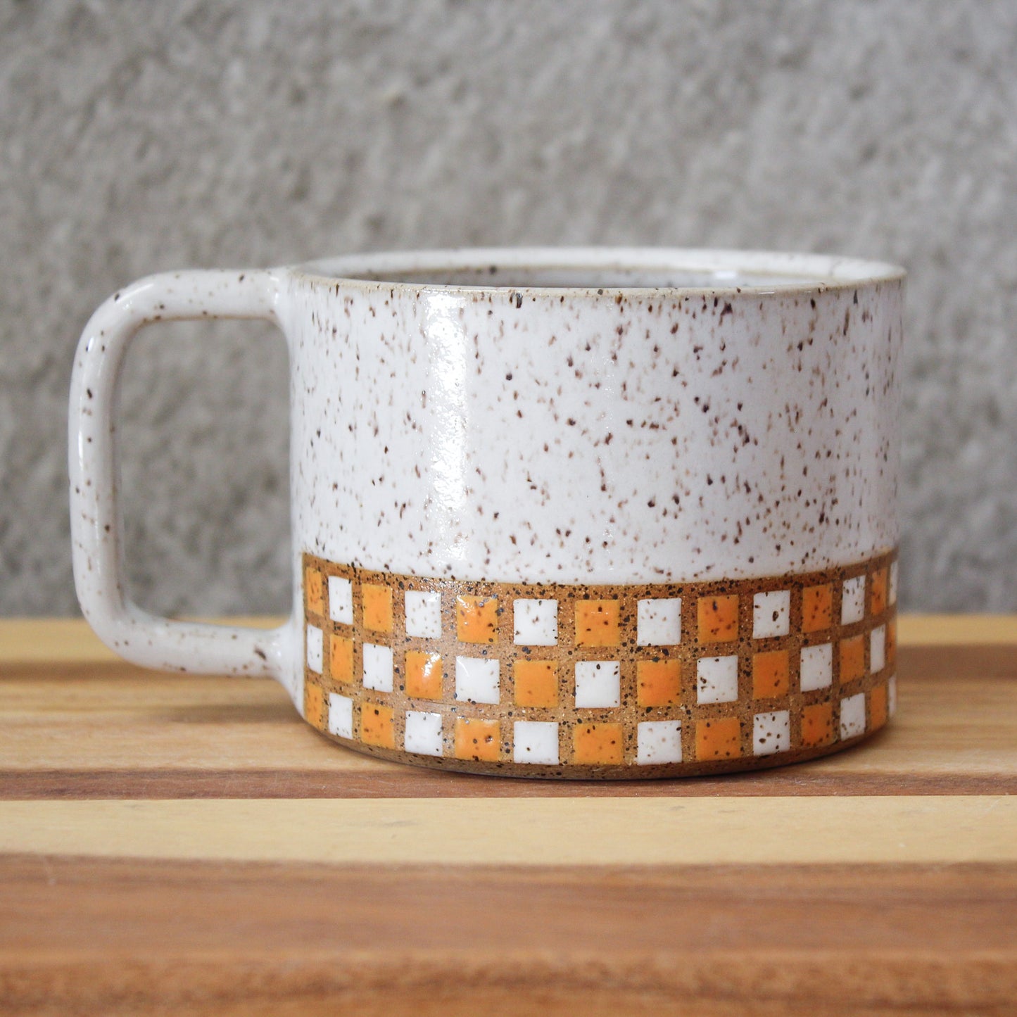 Mug - Checkerboard - Orange and White