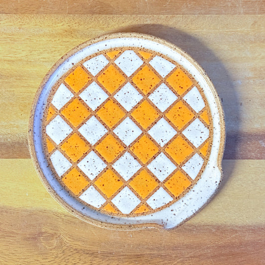 Spoon Rest - Orange Check