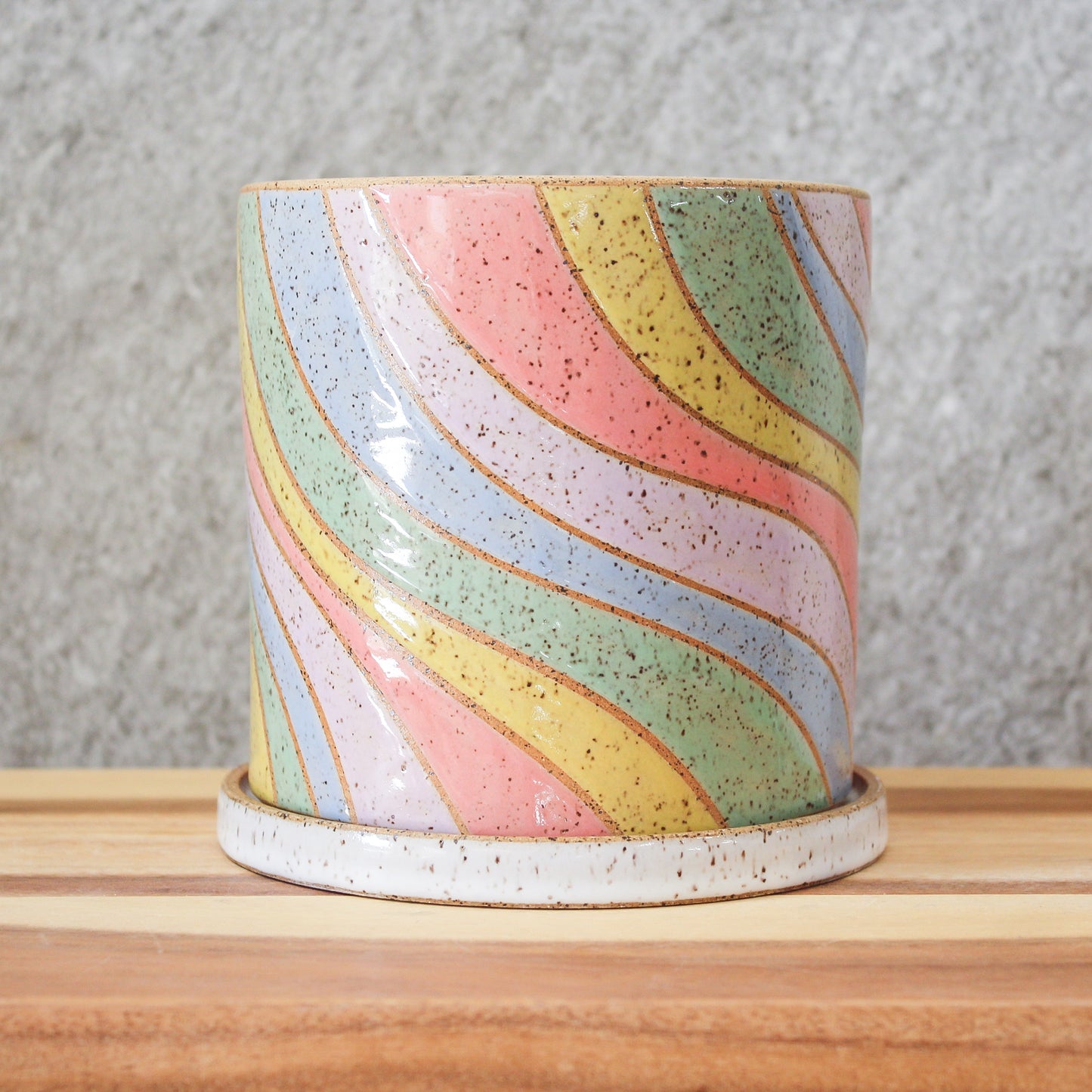 Large Planter - Wave - Pastel Rainbow